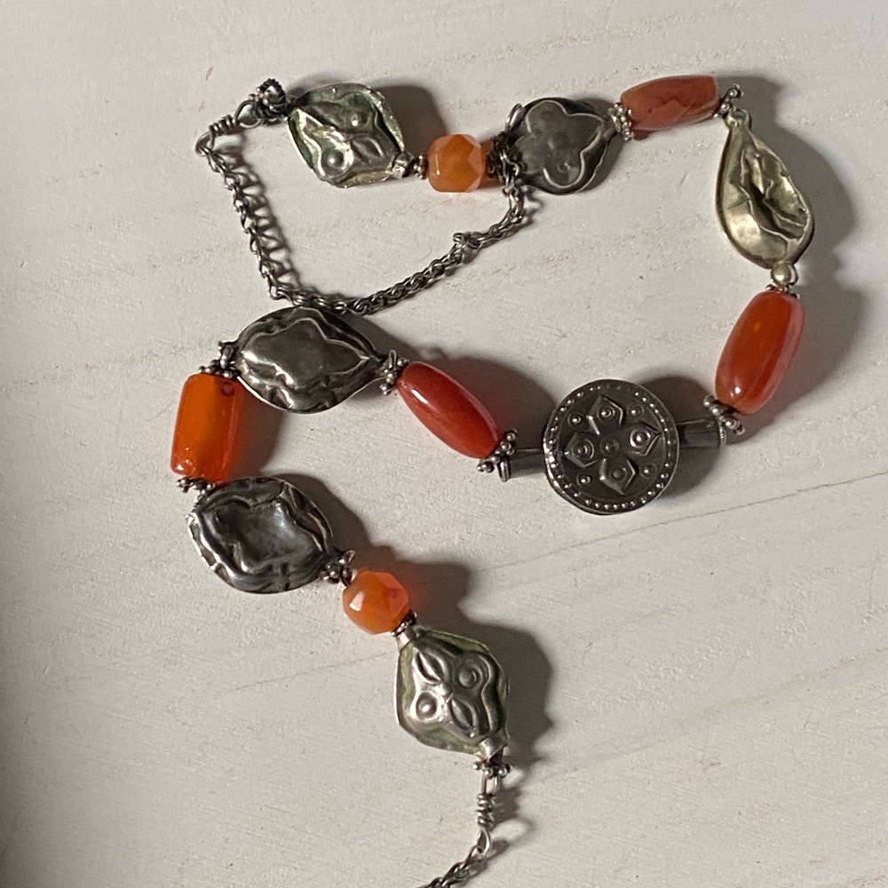 Silver and Amber necklace of unknown origin